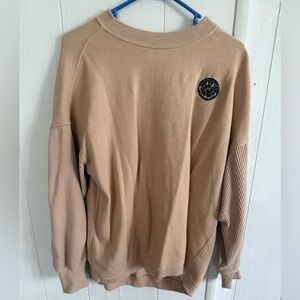 AERIE TAN LEOPARD PRINT OVERSIZED SWEATSHIRT LONG SLEEVE XS